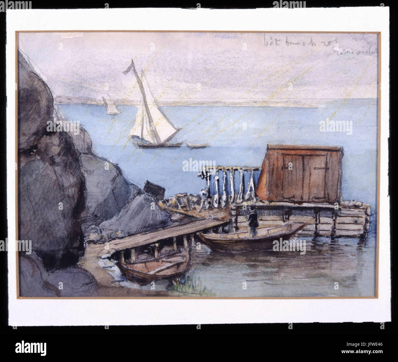 Brygga med båtar, cacher le plan. Fritz von Dardel - Nordiska Museet - NMA.0043697 Banque D'Images