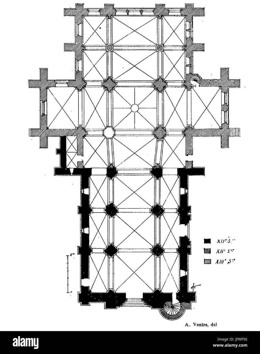 Bury (60), église Saint-Lucien, plan Banque D'Images