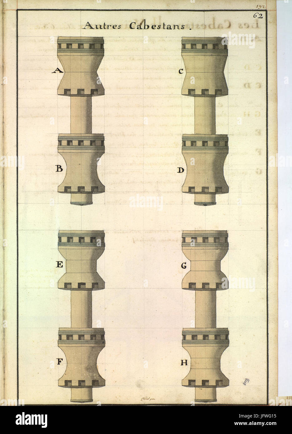 Cabestans au XVIIIè siècle Banque D'Images