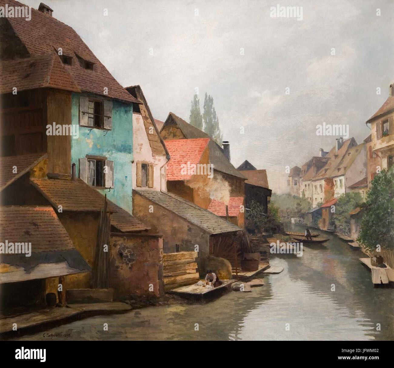 Am Stadtkanal Fischerhäuser Carl Schuster Banque D'Images