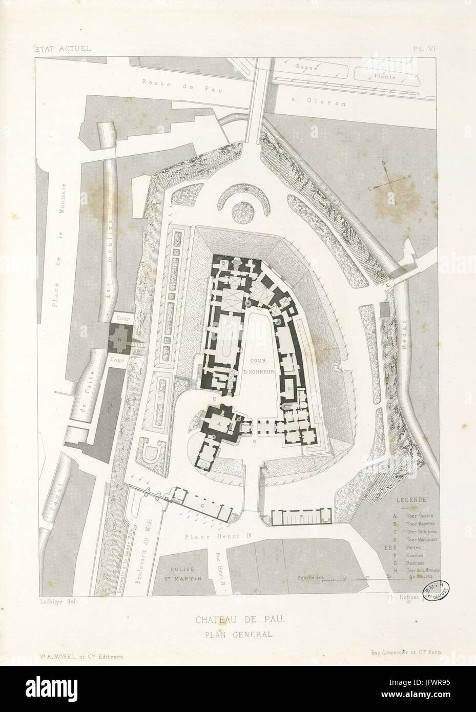 Château de Pau. Etat actuel. Général Plan - Fonds Ancely - B315556101 UNE LAFOLLYE 077 Banque D'Images