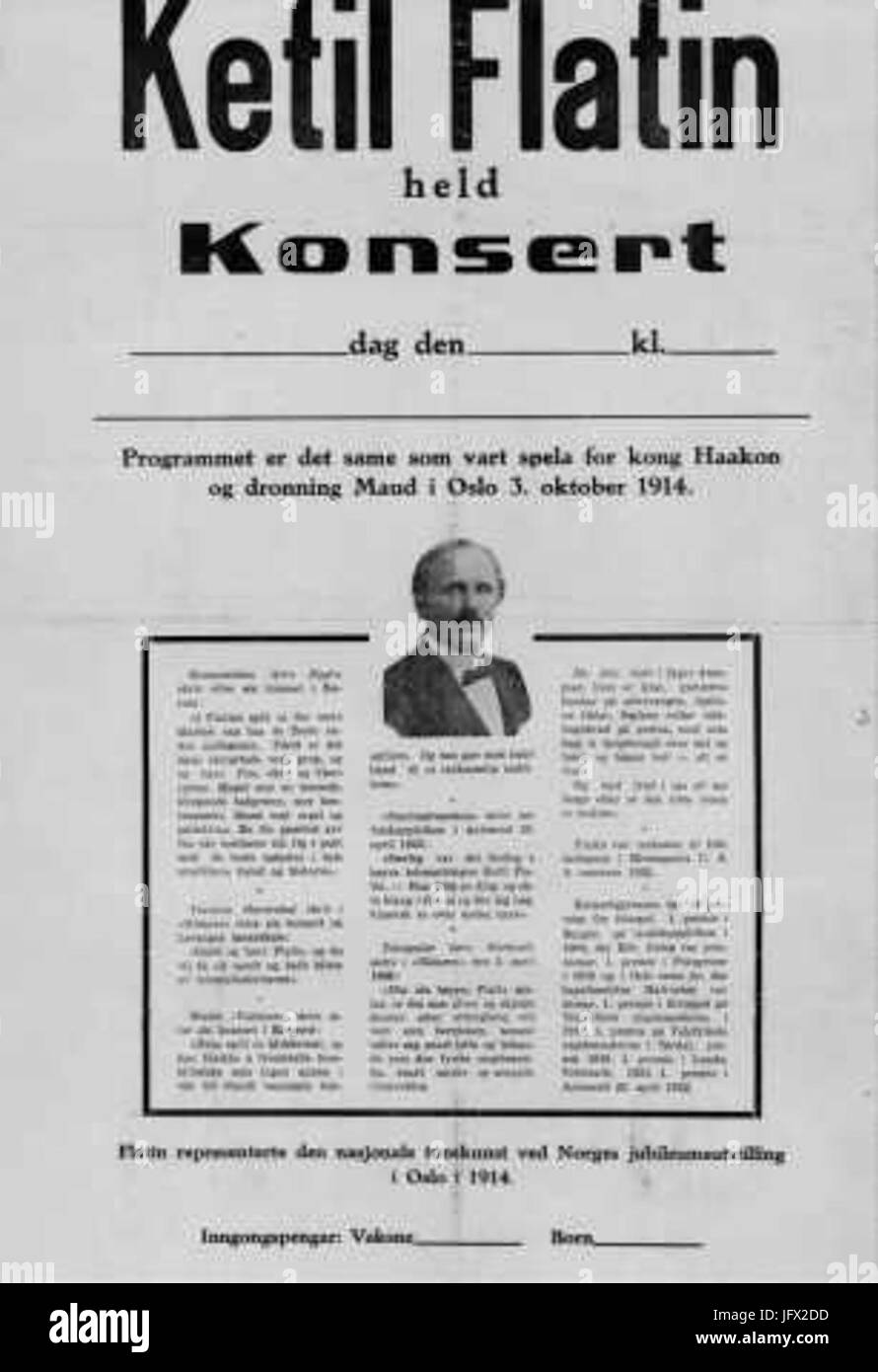 L'affiche de concert Kjetil 26 Signe Flatin 1914 Banque D'Images