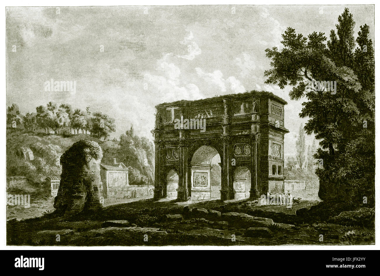Constantine s Arch, à partir d'un dessin réalisé sur place Banque D'Images