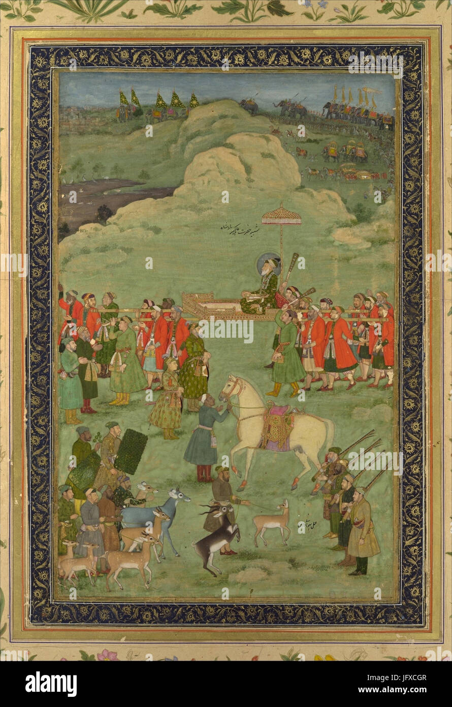 Bhavanidas. L'Empereur Aurangzeb effectué sur un palanquin ca. Metripolitan 1705-20 Museum of Art. Banque D'Images