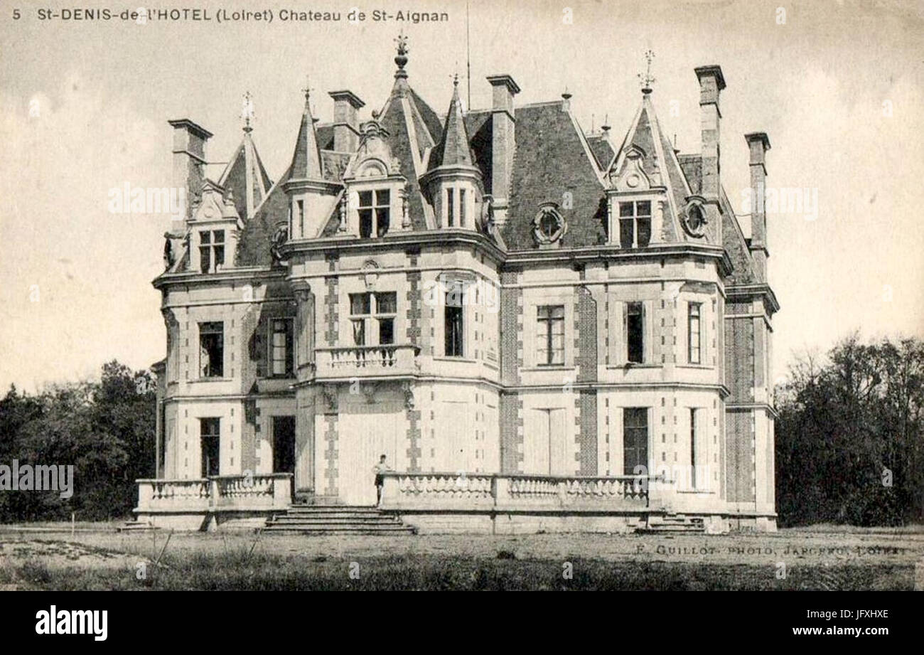 CP Château de Saint-Aignan, Saint-Denis-de-l'Hôtel, Loiret, France Banque D'Images