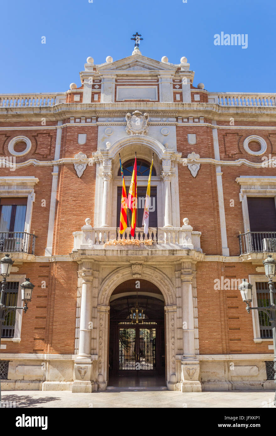 Entrée de l'accueil de l'archevêque dans le centre historique de Valence, Espagne Banque D'Images