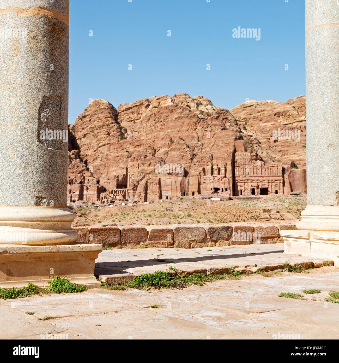 À Petra Jordanie la vue des monuments, des ruines de l'ancienne église Banque D'Images