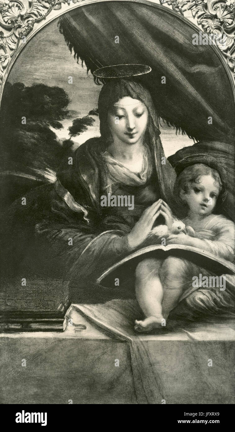 Vierge avec l'enfant Jésus, peinture de Parmigianino, Rome, Italie Banque D'Images