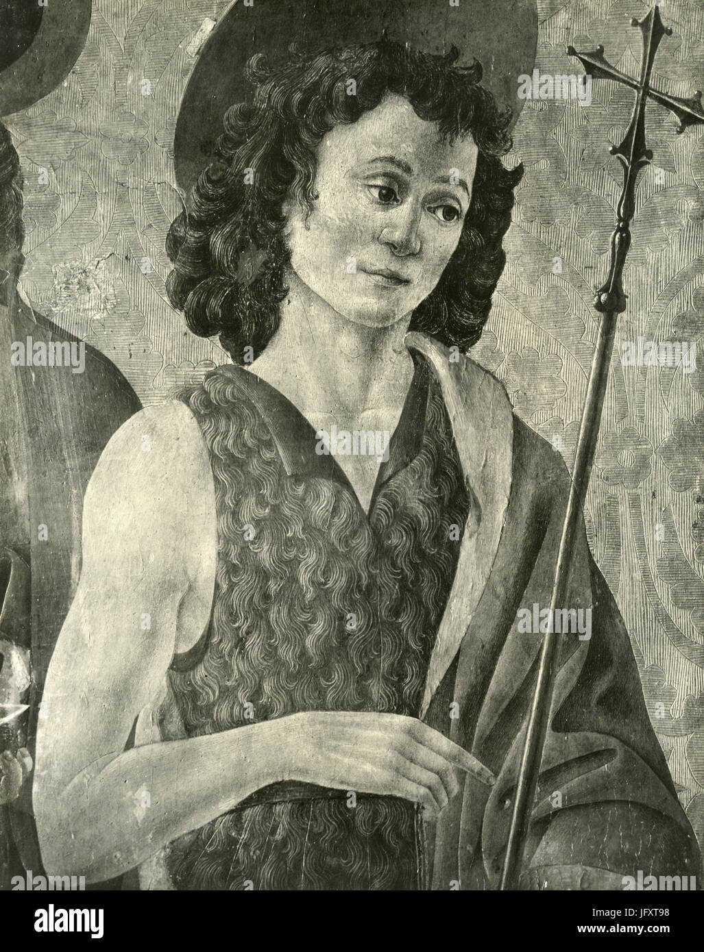 Saint Jean Baptiste, détail de peinture de Baldovinetti, Florence, Italie Banque D'Images
