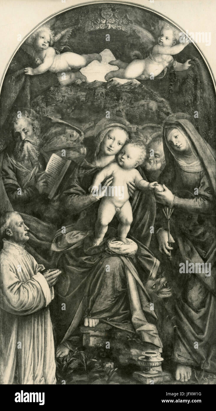 La Vierge et l'enfant avec les saints, la peinture par Bernardo Lanino, Milan, Italie Banque D'Images