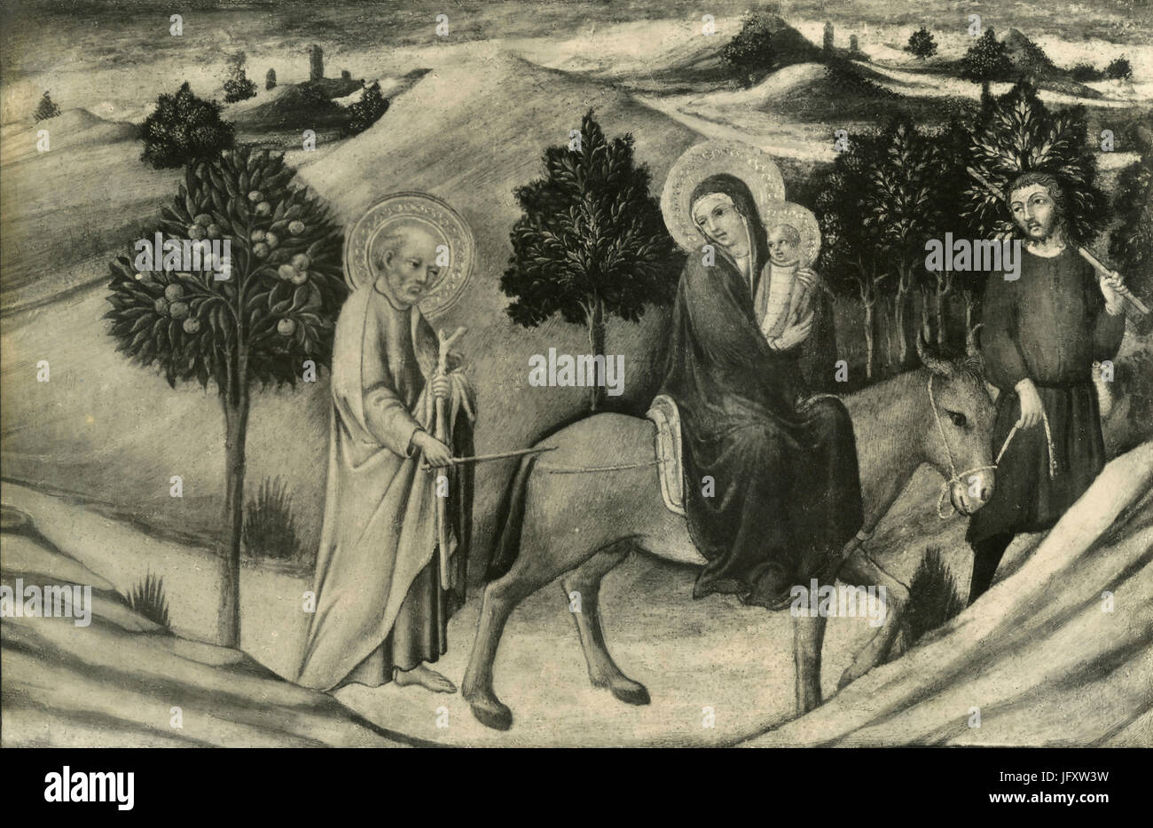 La Fuite en Égypte, la peinture de Sano di Pietro, Cité du Vatican Banque D'Images