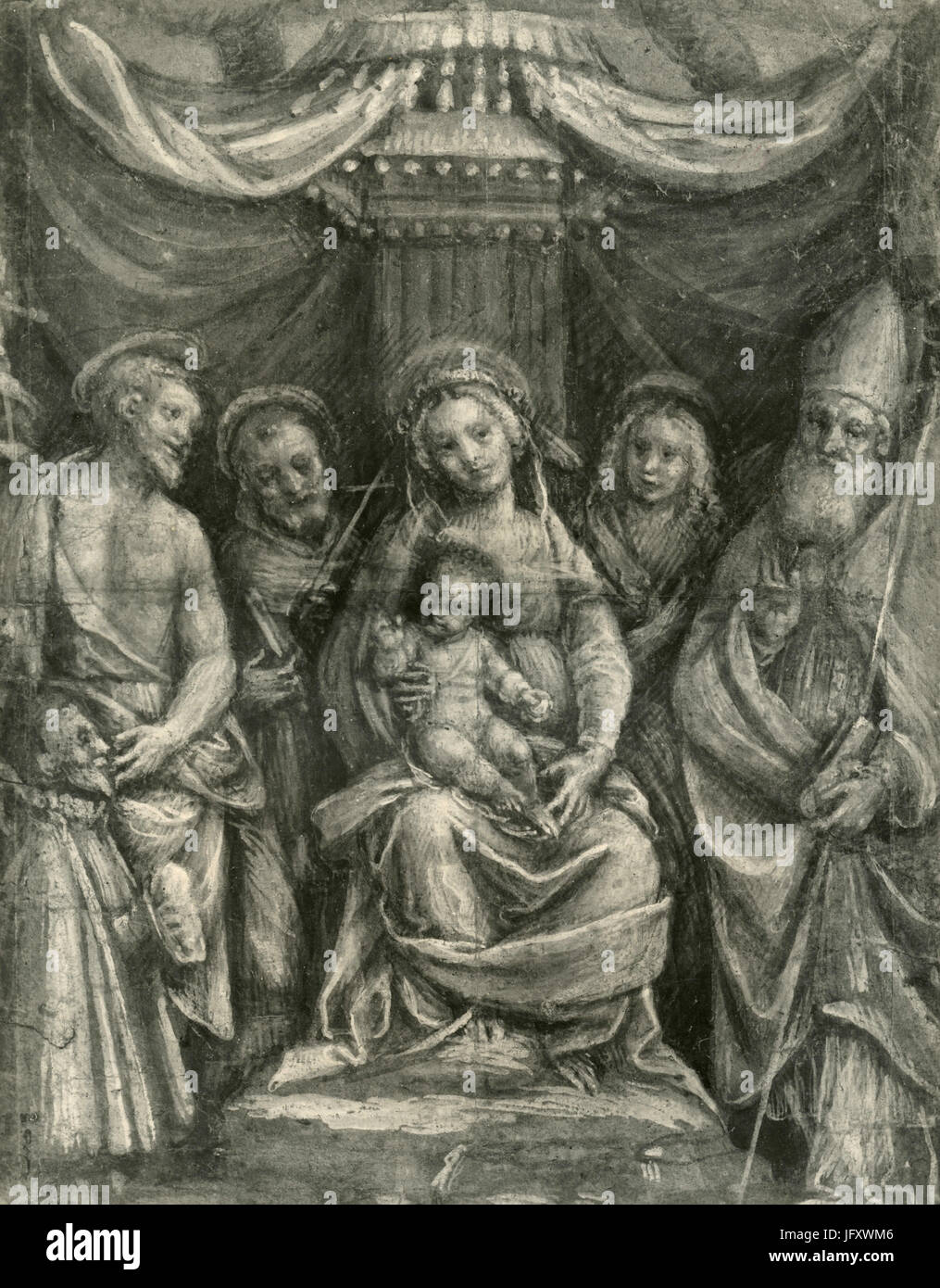 Vierge à l'enfant et saints, peinture de Gaudenzio Ferrari, Turin, Italie Banque D'Images