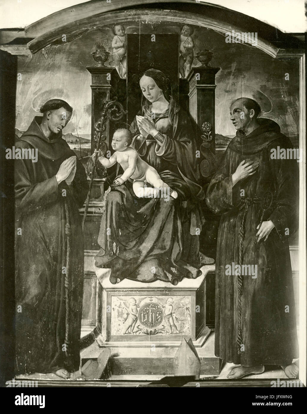 La Vierge et l'enfant avec les saints, la peinture par Badia Nuova,Utili, Faenza, Italie Banque D'Images
