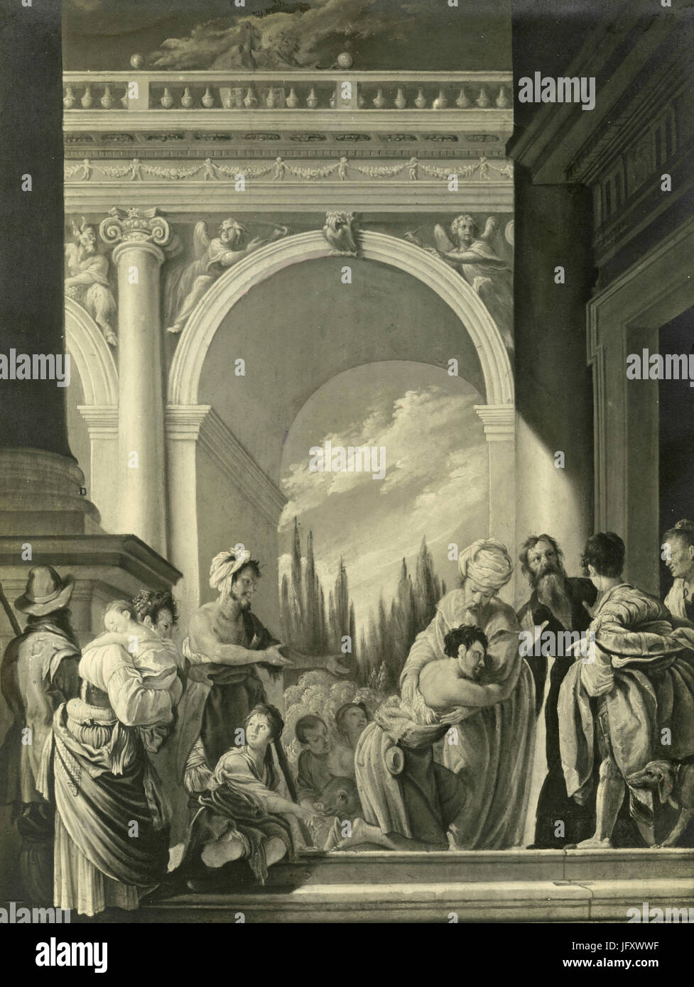 Le retour du fils prodigue, peinture de Domenico Fetti, Milan, Italie Banque D'Images