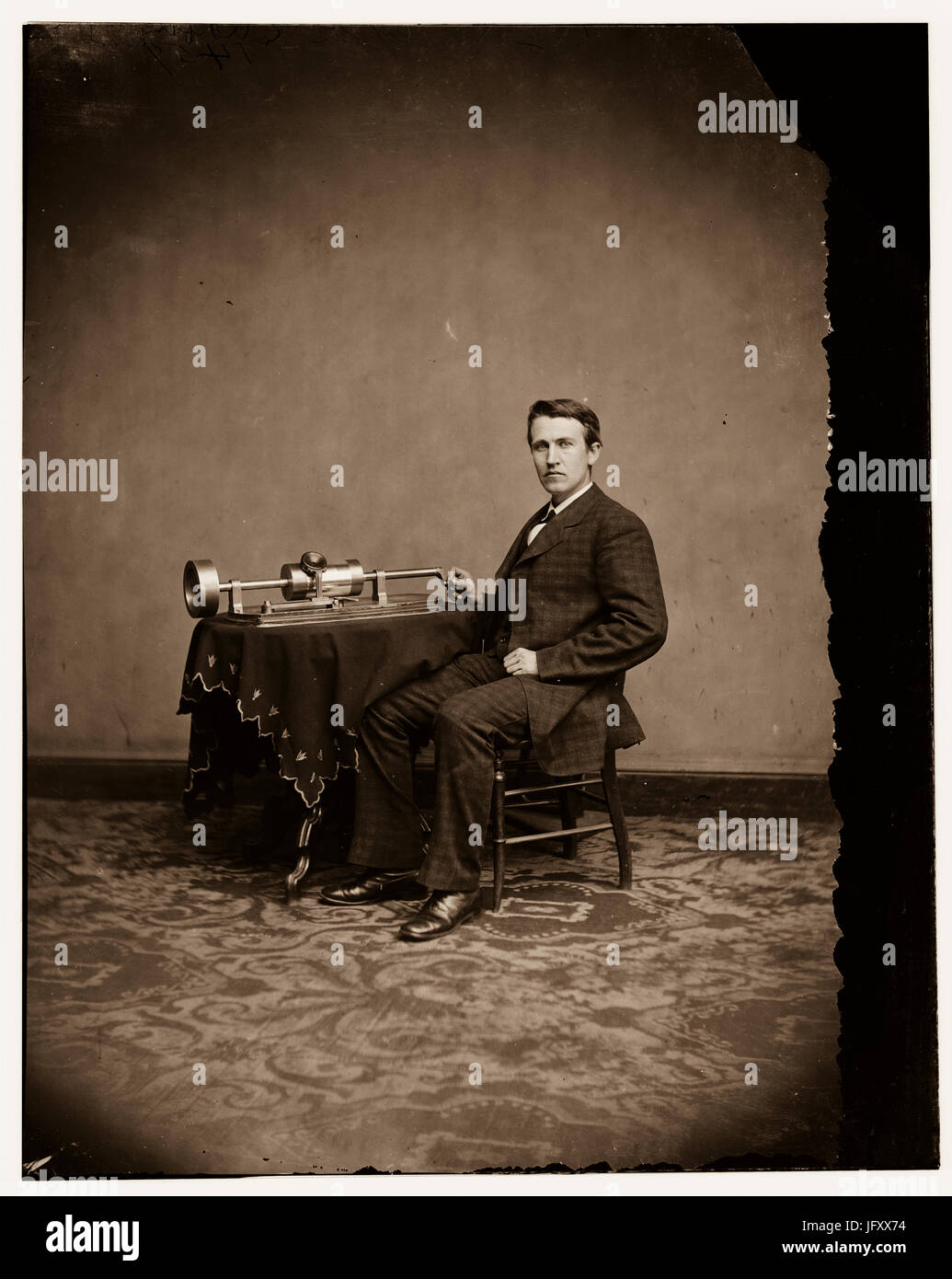 Titre : Thomas Edison, numéro d'appel : LC-BH826- 31346 UN  <P&P >[P&P] NUMÉRO DE REPRODUCTION : LC-DIG-cwpbh-04043 (fichier numérique de l'original nég.) INFORMATIONS SUR LES DROITS DE L'homme : Pas de restrictions connues sur la publication. Moyen : 1 négatif : le verre, le procédé au collodion humide. Création/Publication : [entre 1870 et 1880] Banque D'Images