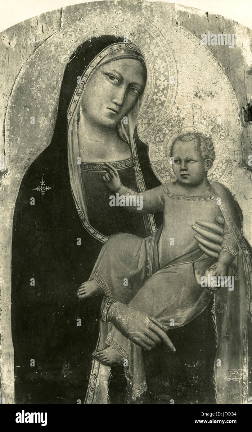 La Vierge et l'enfant de bénédiction, peinture par Taddeo Gaddi, Florence, Italie Banque D'Images