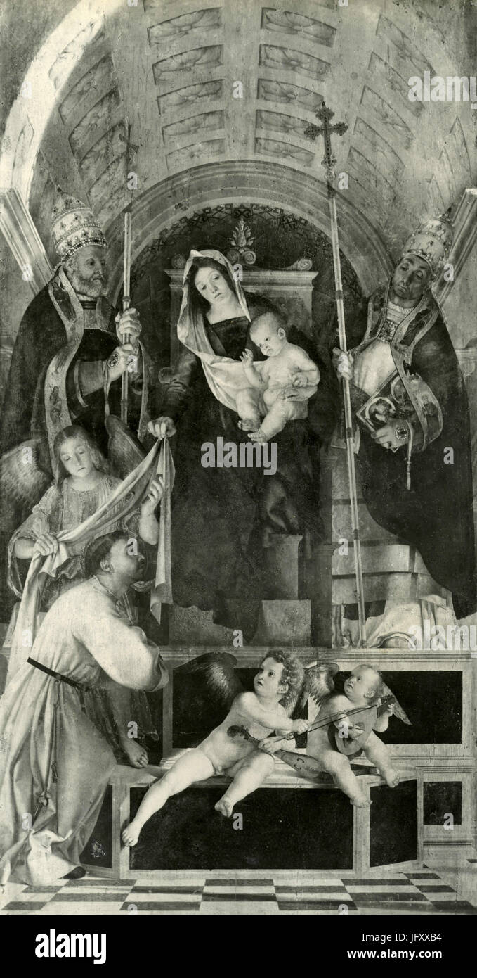 La Vierge et l'enfant avec les saints, la peinture de Lorenzo Lotto, Recanati, Italie Banque D'Images