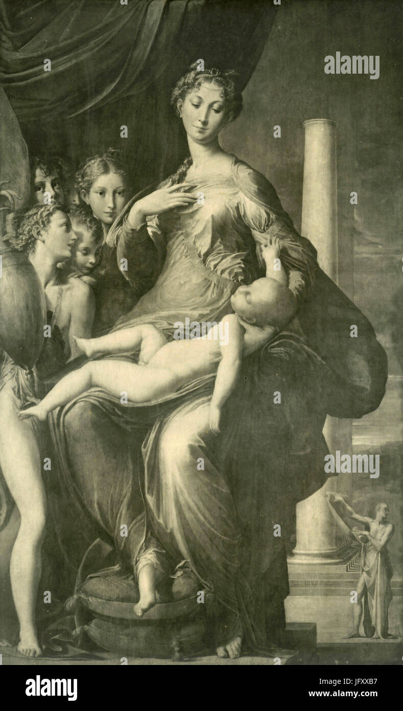 La Vierge et l'enfant avec des anges, peinture de Parmigianino, Florence, Italie Banque D'Images