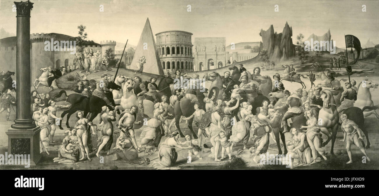 La paix entre les Romains et les Sabini, peinture par Bartolomeo di Giovanni, Rome, Italie Banque D'Images