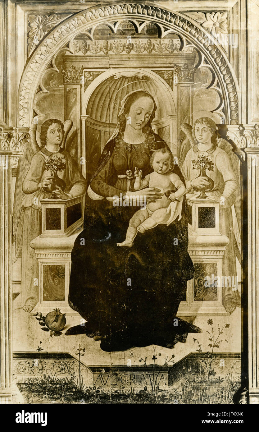 La Vierge et l'enfant, détail de la peinture par Badia Nuova,Utili, Faenza, Italie Banque D'Images