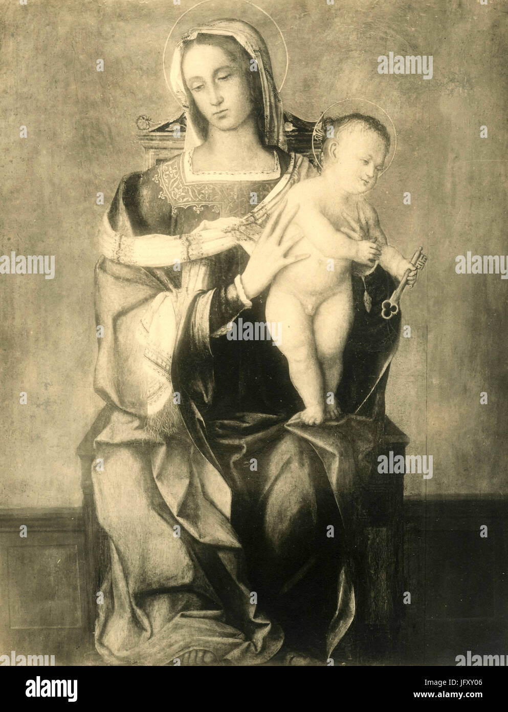 La Vierge et l'enfant avec la clé, peinture Banque D'Images