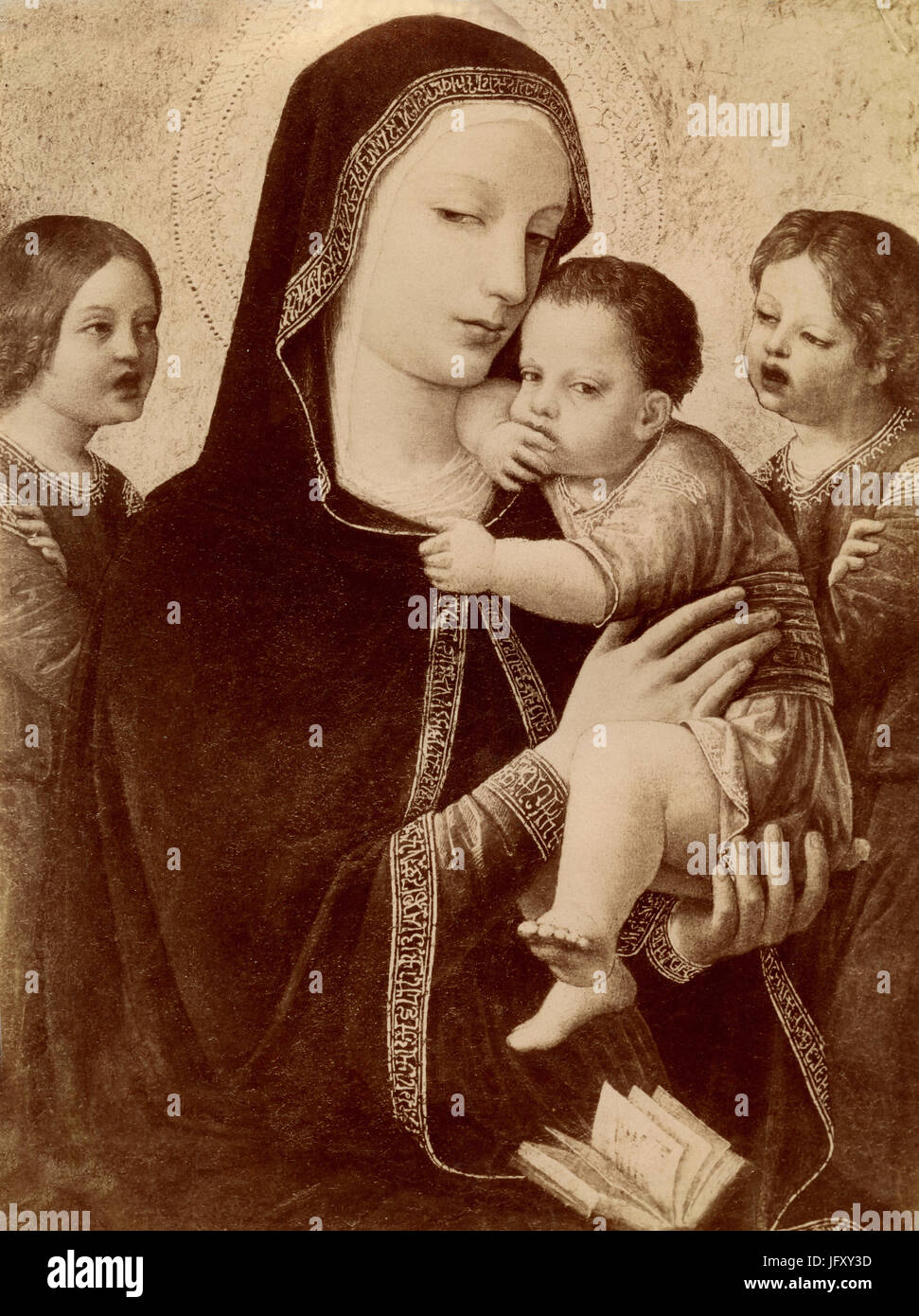 Vierge à l'enfant, peinture par Borgognone, Poldi Pezzoli, et Milan, Italie Banque D'Images