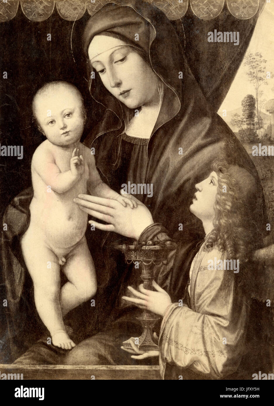 La Vierge avec l'enfant de bénédiction, peinture de Francesco Francia, London, UK Banque D'Images