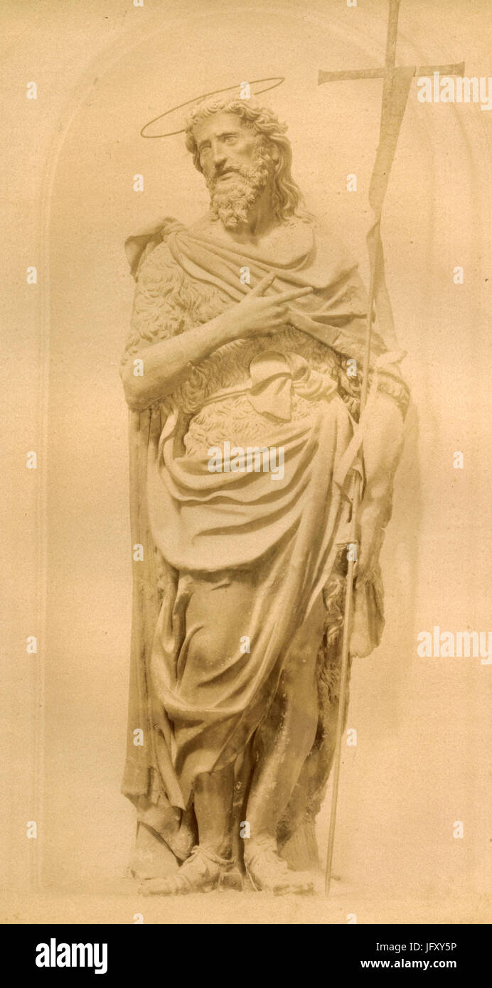 Saint Jean le Baptiste, statue par G. Cozzarelli, Sienne, Italie Banque D'Images