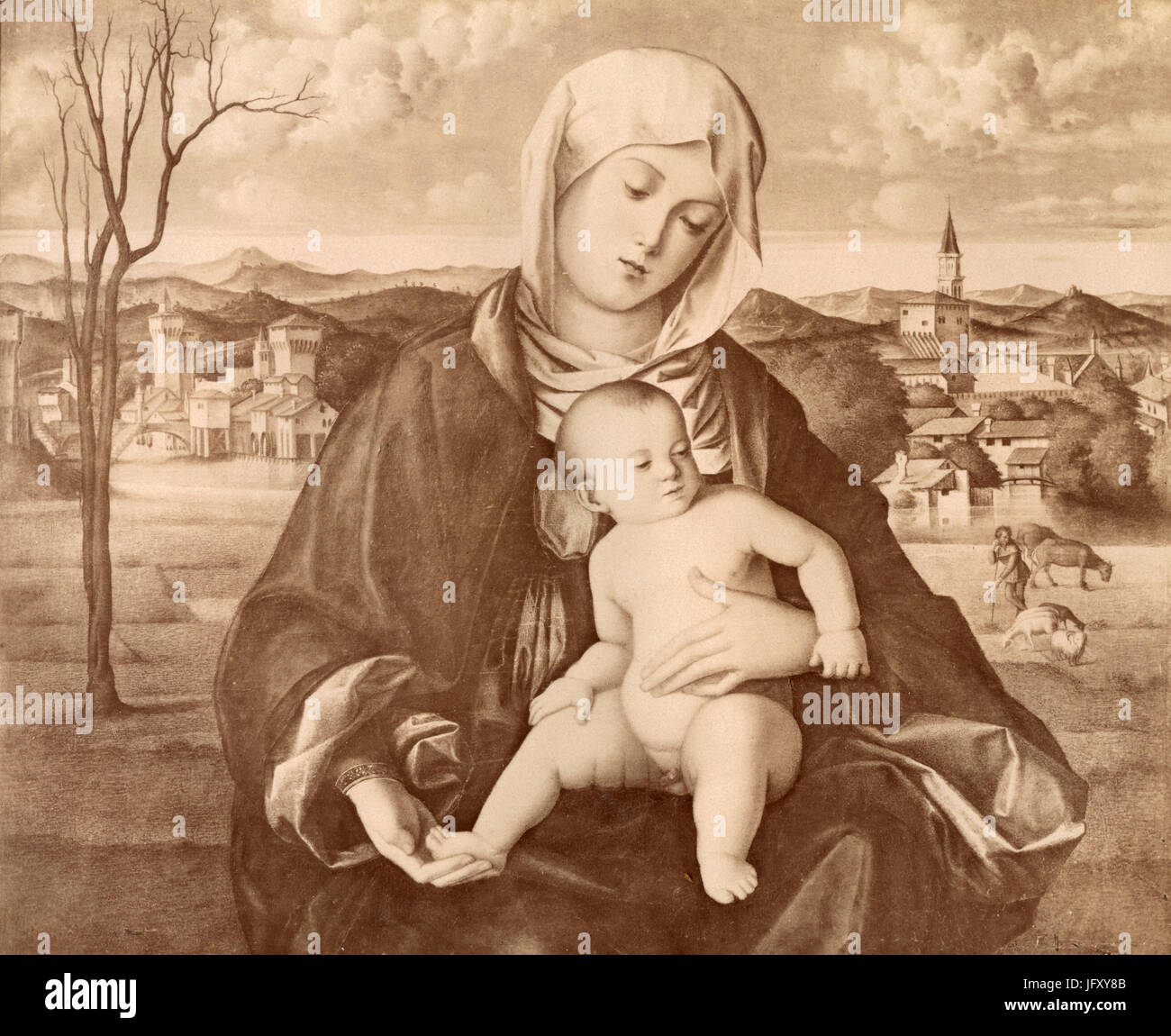La Vierge et l'enfant, peinture par Bartolomeo Veneziano, Venise, Italie Banque D'Images