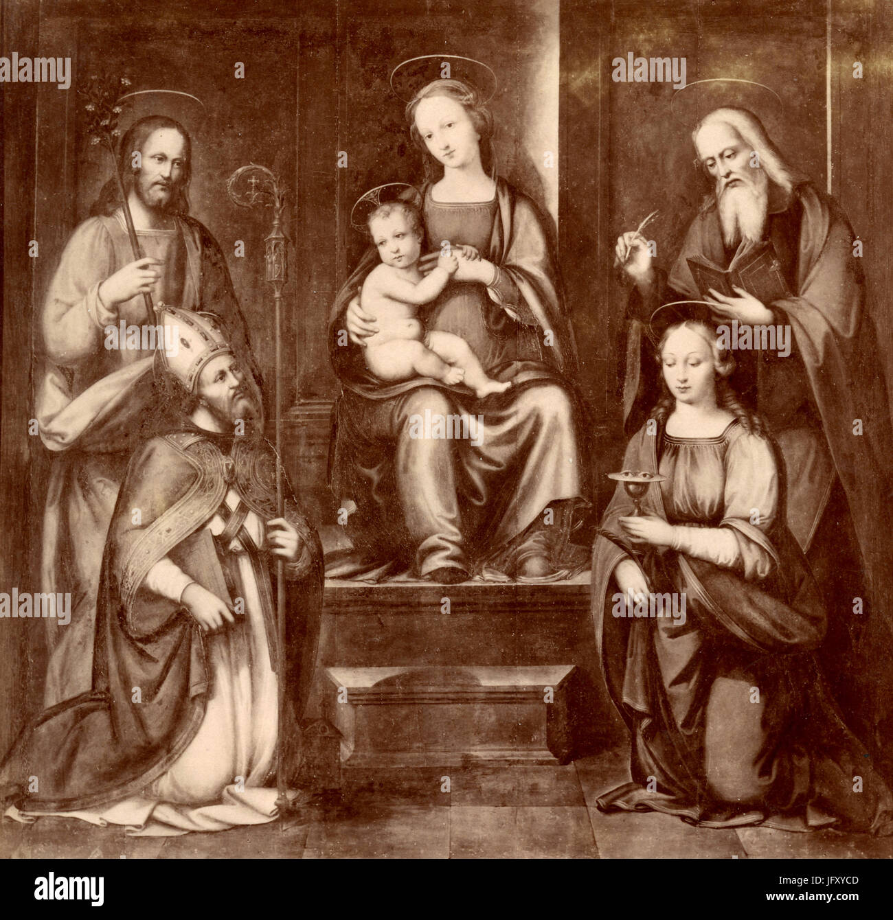 Vierge et enfant avec les Saints, la peinture par Francesco Granacci, Chartreuse de Florence, Italie Banque D'Images