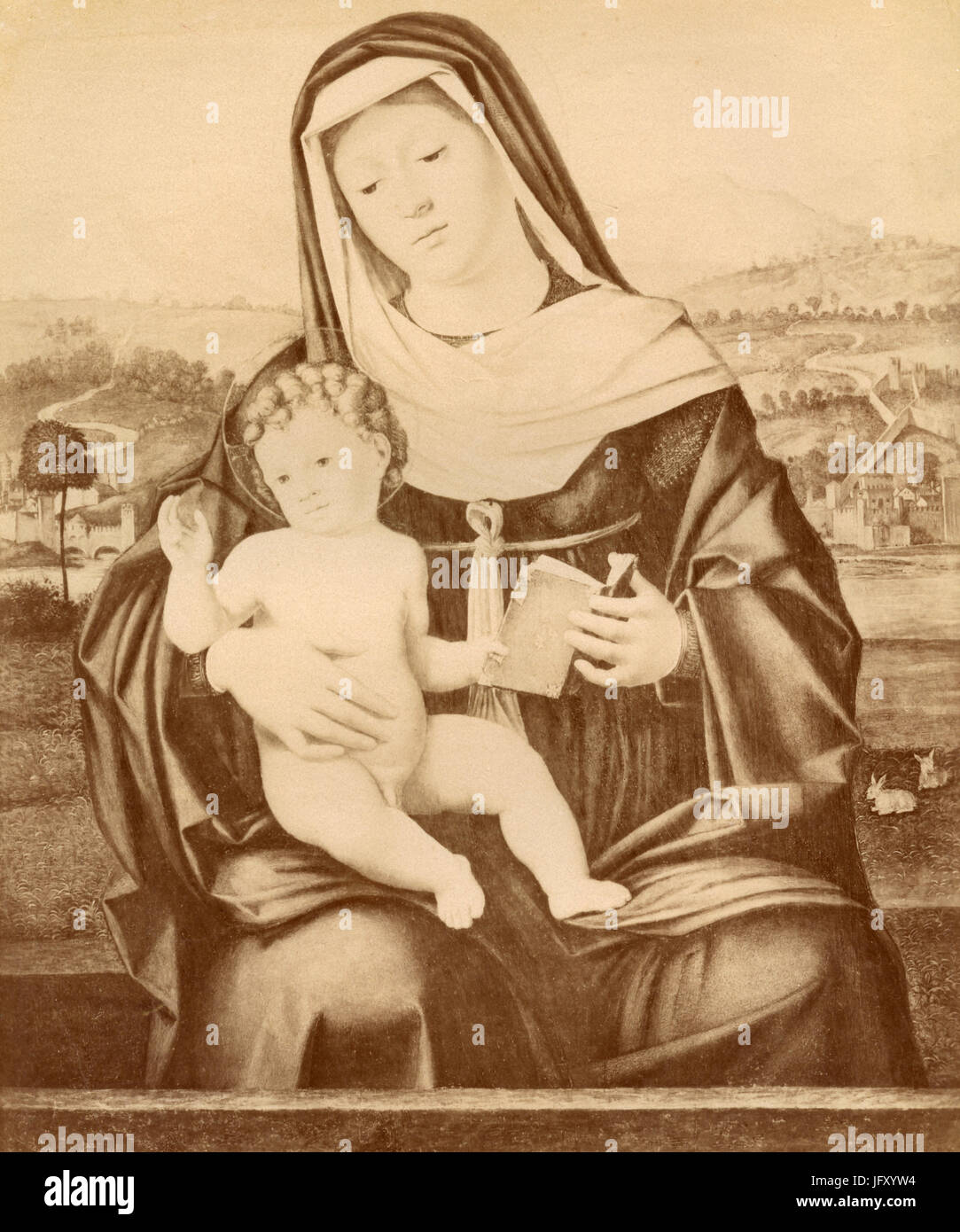 La Vierge et l'enfant, peinture par Andrea Previtali, Rovigo, Italie Banque D'Images
