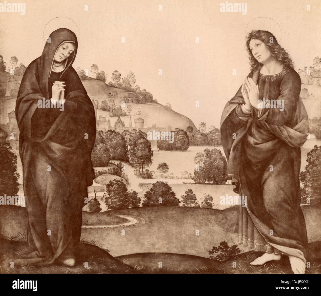 Les pleurs de la Vierge et de Saint John, la peinture de Lorenzo di Credi, Florence, Italie Banque D'Images