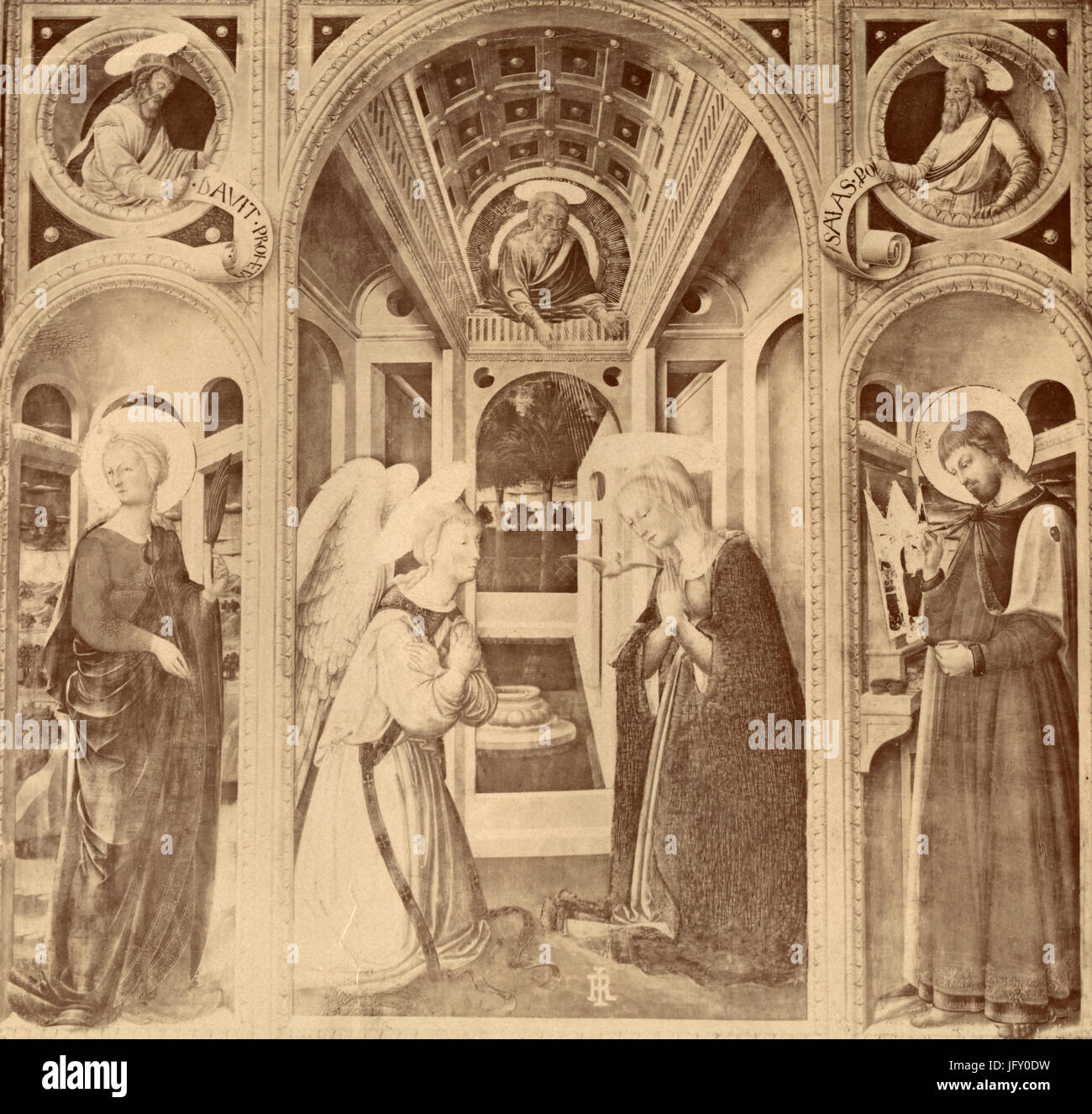 Le Annuntiation de la Vierge avec les Saints, la peinture par Neri di Bicci, Florence, Italie Banque D'Images