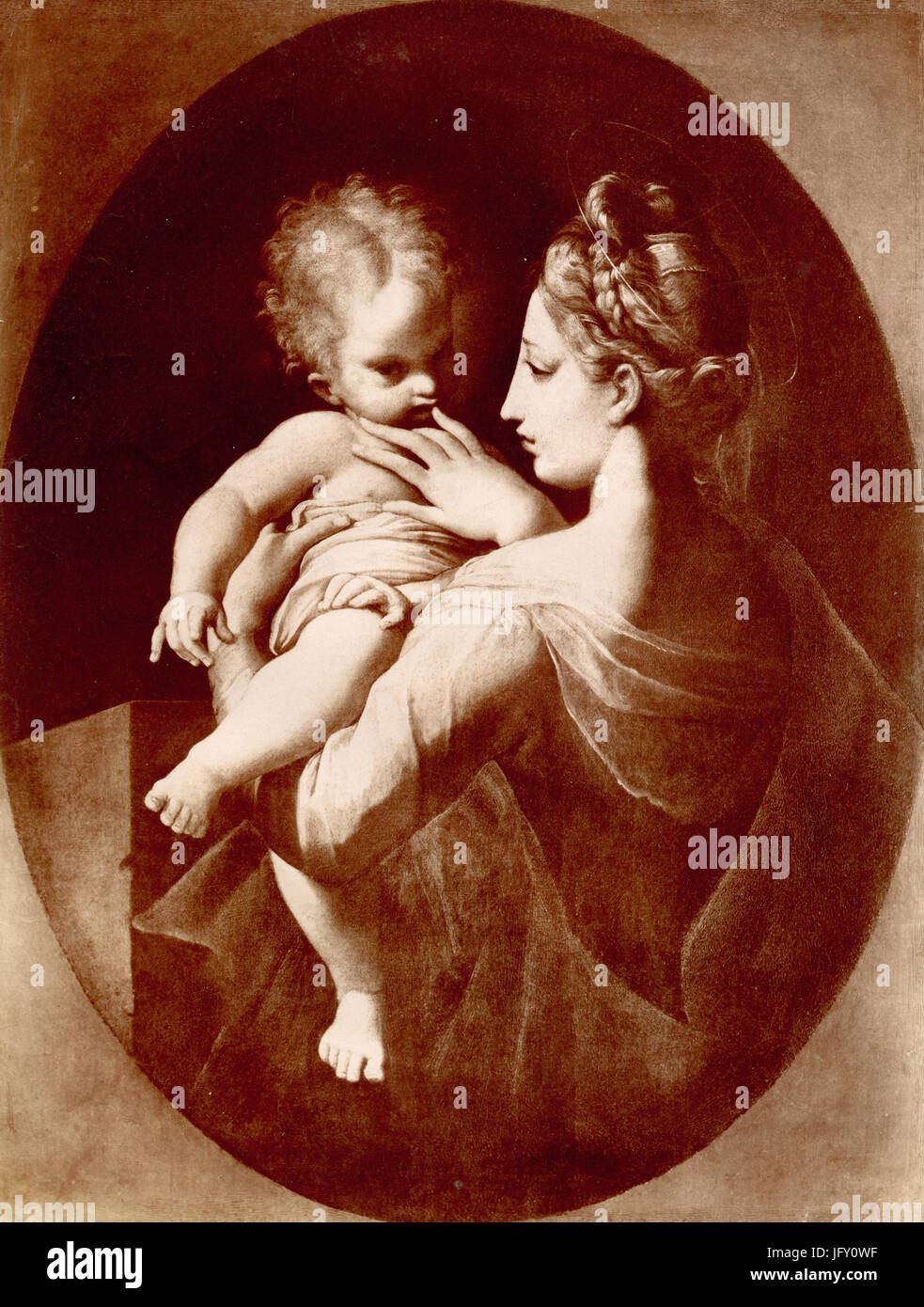 La Vierge avec l'enfant, peinture de Parmigianino, Naples, Italie Banque D'Images