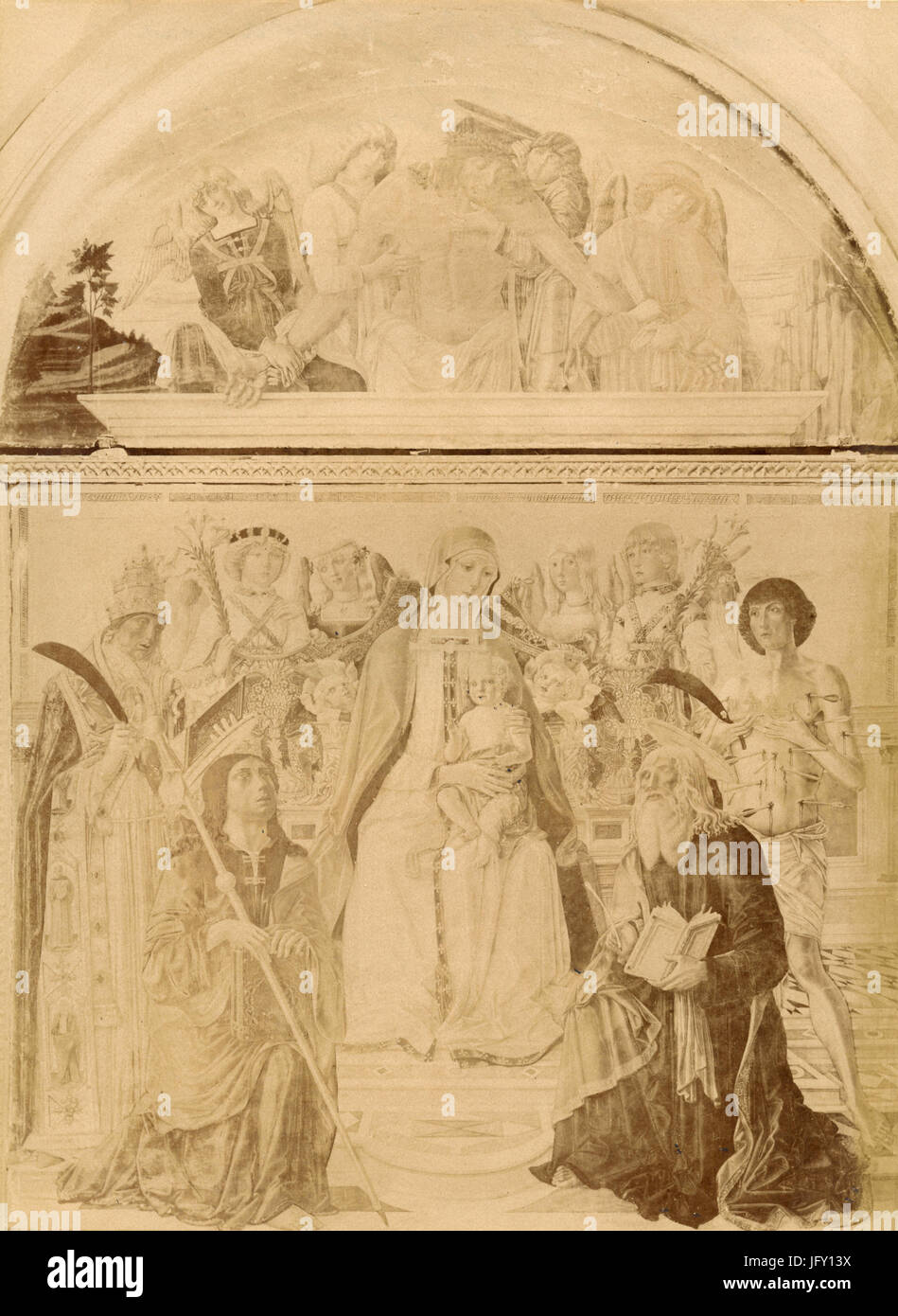 La Vierge et l'enfant avec les saints, la peinture par Benvenuto di Giovanni, Sienne, Italie Banque D'Images