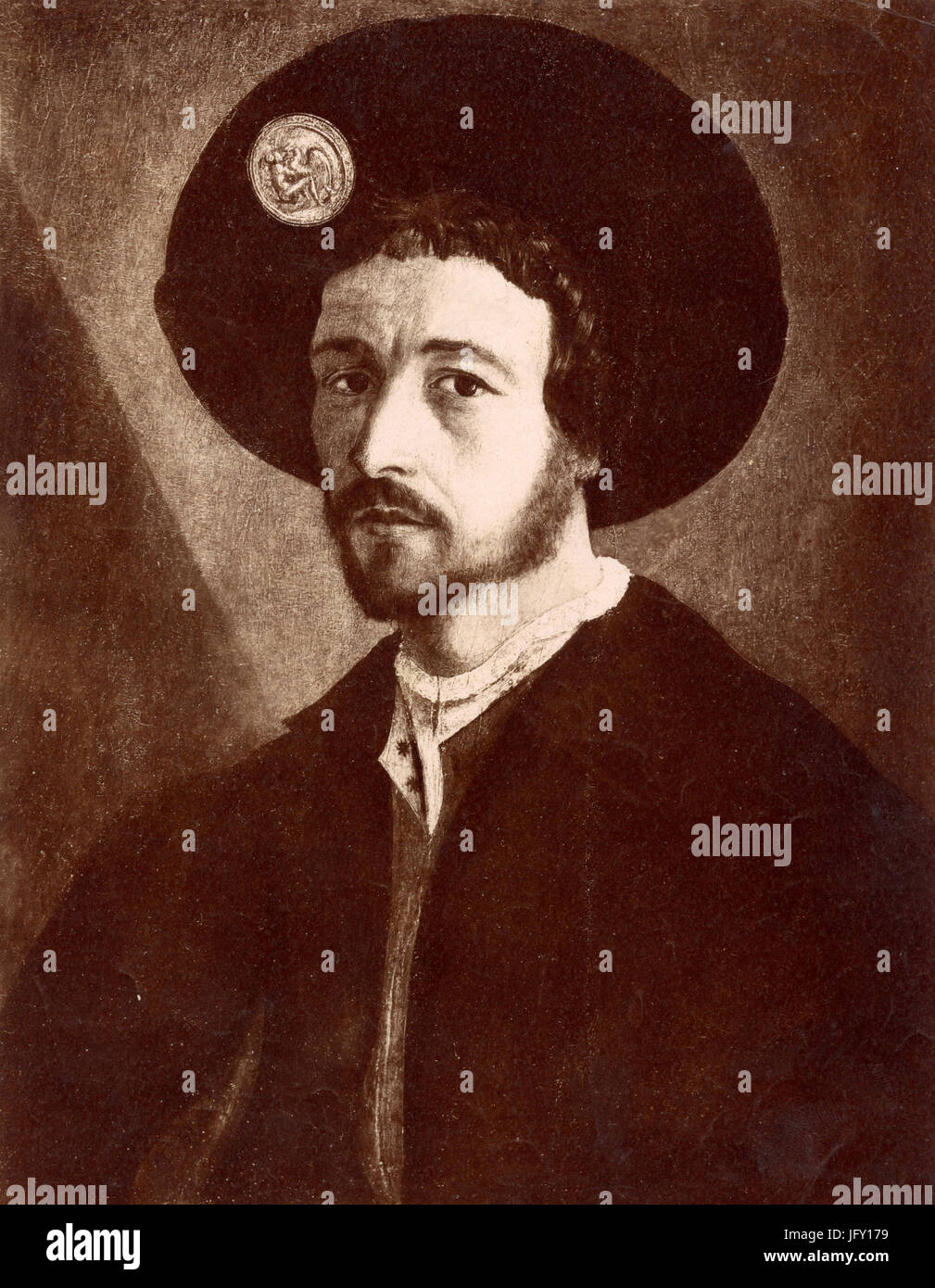 Portrait de Giovanni da Castelbolognese, peinture de Parmigianino, Naples, Italie Banque D'Images