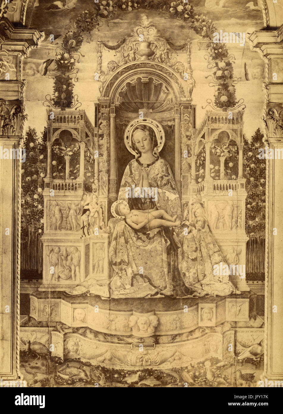 Intronisé vierge à l'enfant, peinture de Fra Antonio da Negroponte, Venise, Italie Banque D'Images