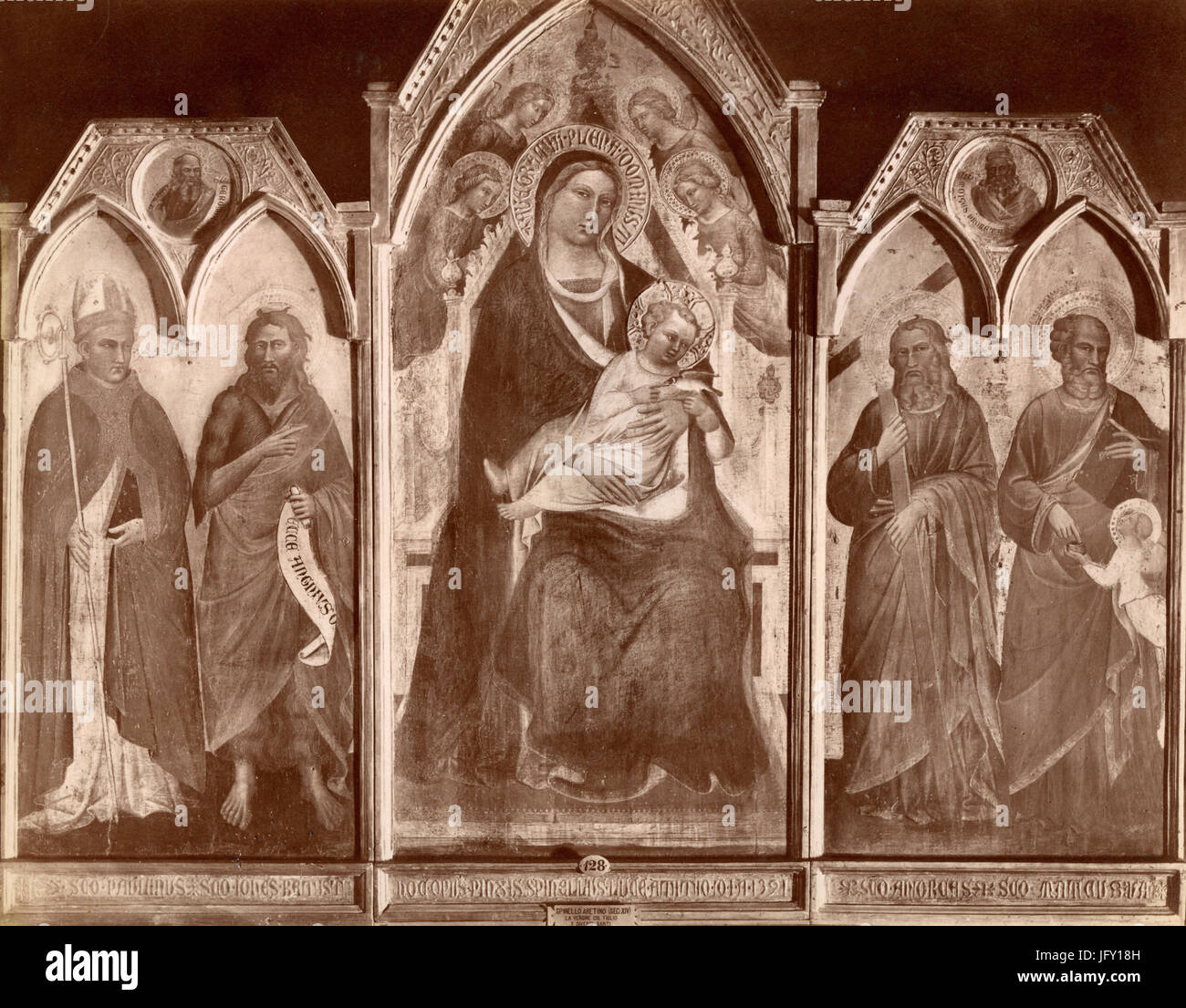 La Vierge et l'enfant avec les saints, peinture de Spinello Aretino, Florence, Italie Banque D'Images