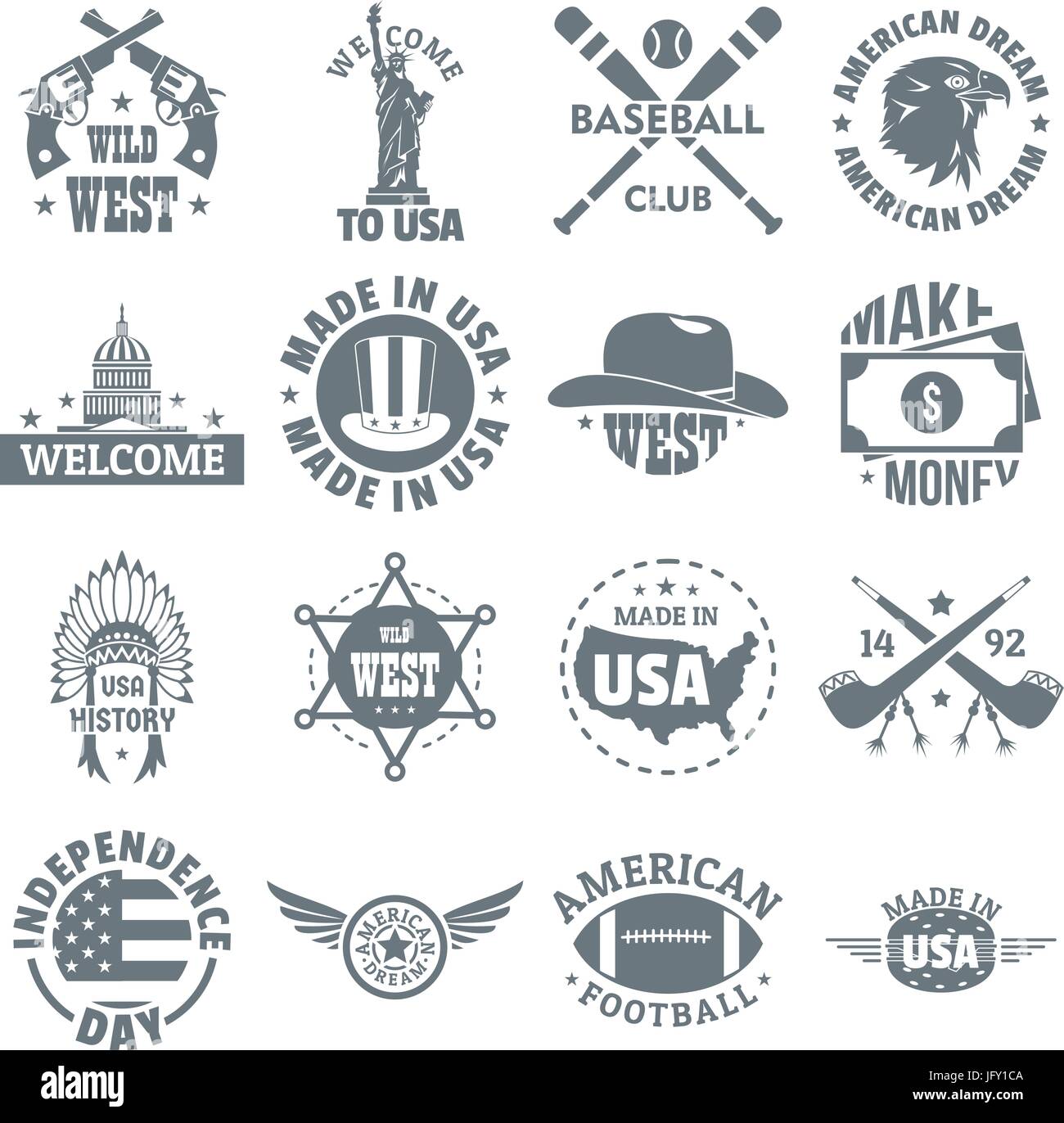 USA vintage logo icons set, le style simple Illustration de Vecteur