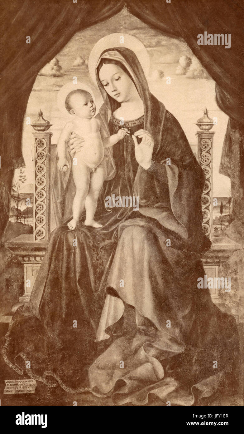 La Vierge à l'enfant, peinture par Antonello de Saliba, Catane, Italie Banque D'Images