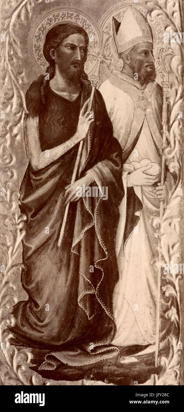 Saint Jean Baptiste et saint Niccolò évêque, peinture par Lorenzo Bicci, Florence, Italie Banque D'Images