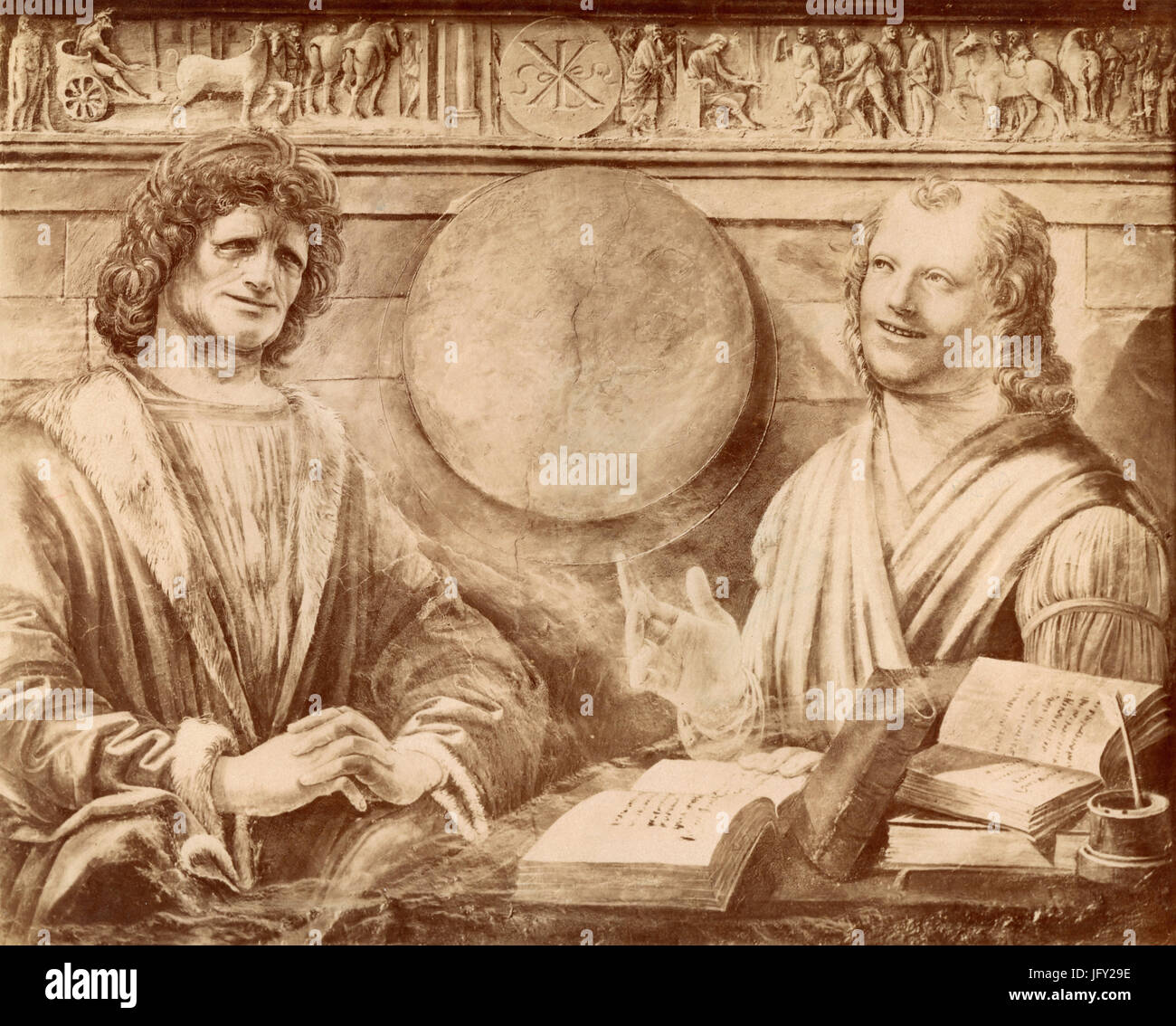 Démocrite et Héraclite, peinture par Bramante, Milan, Italie Photo ...