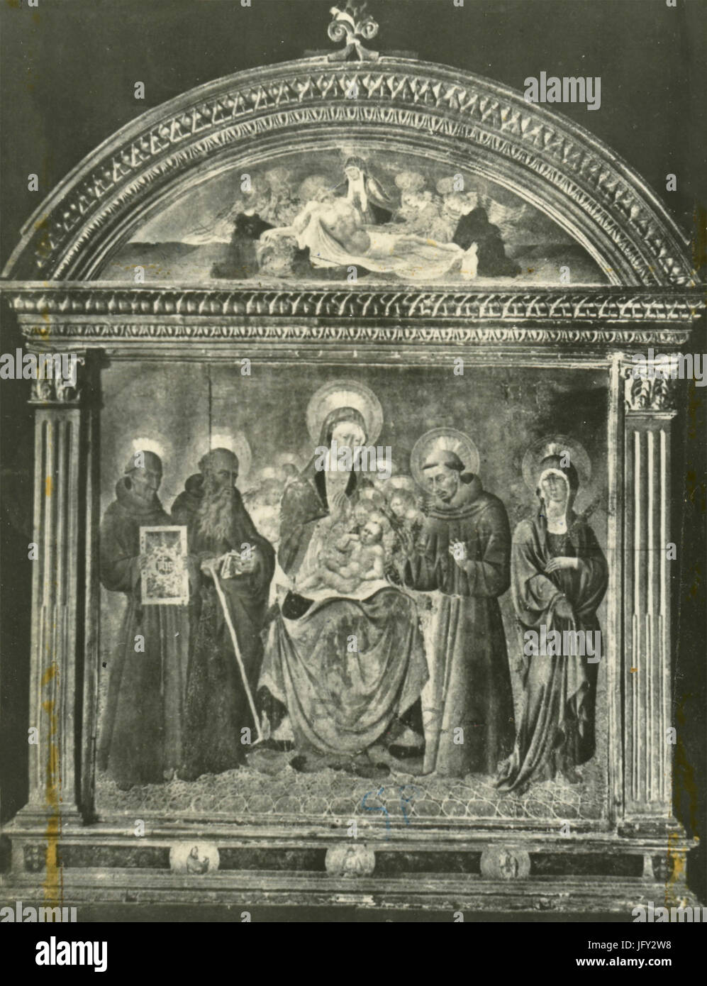 La Vierge et l'enfant avec les saints, la peinture de Giovanni di Paolo, Pienza, Italie Banque D'Images