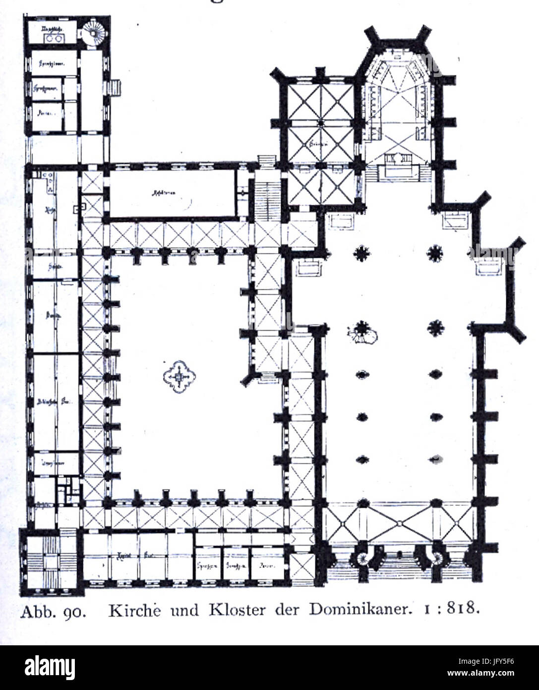 An der Dominikanerkloster Herzogstraße à Düsseldorf, 1867 bis 1887, Dombaumeister Friedrich von Schmidt aus Wien, Grundriss Banque D'Images