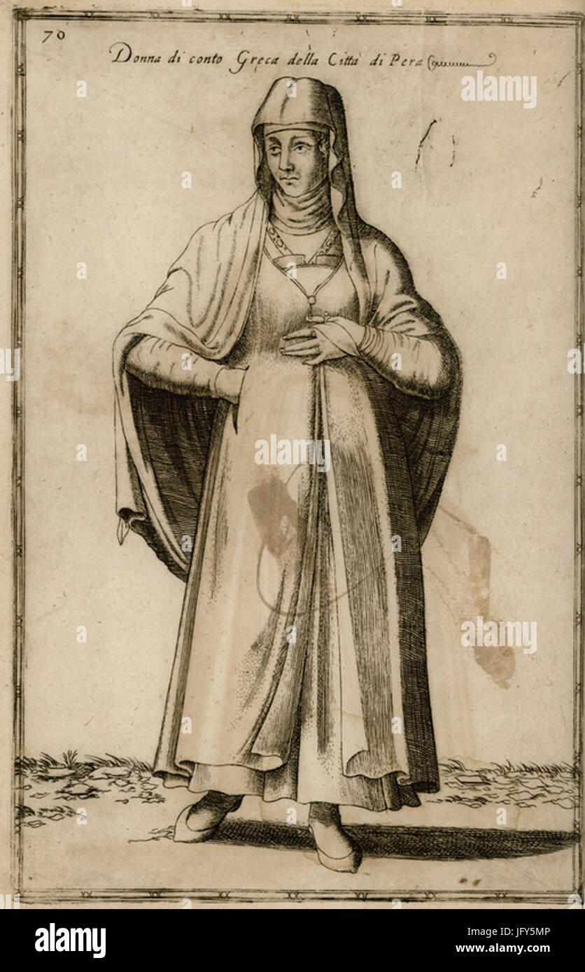 Donna di conto Greca della Città di Pera - Nicolas De Nicolay - 1580 Banque D'Images