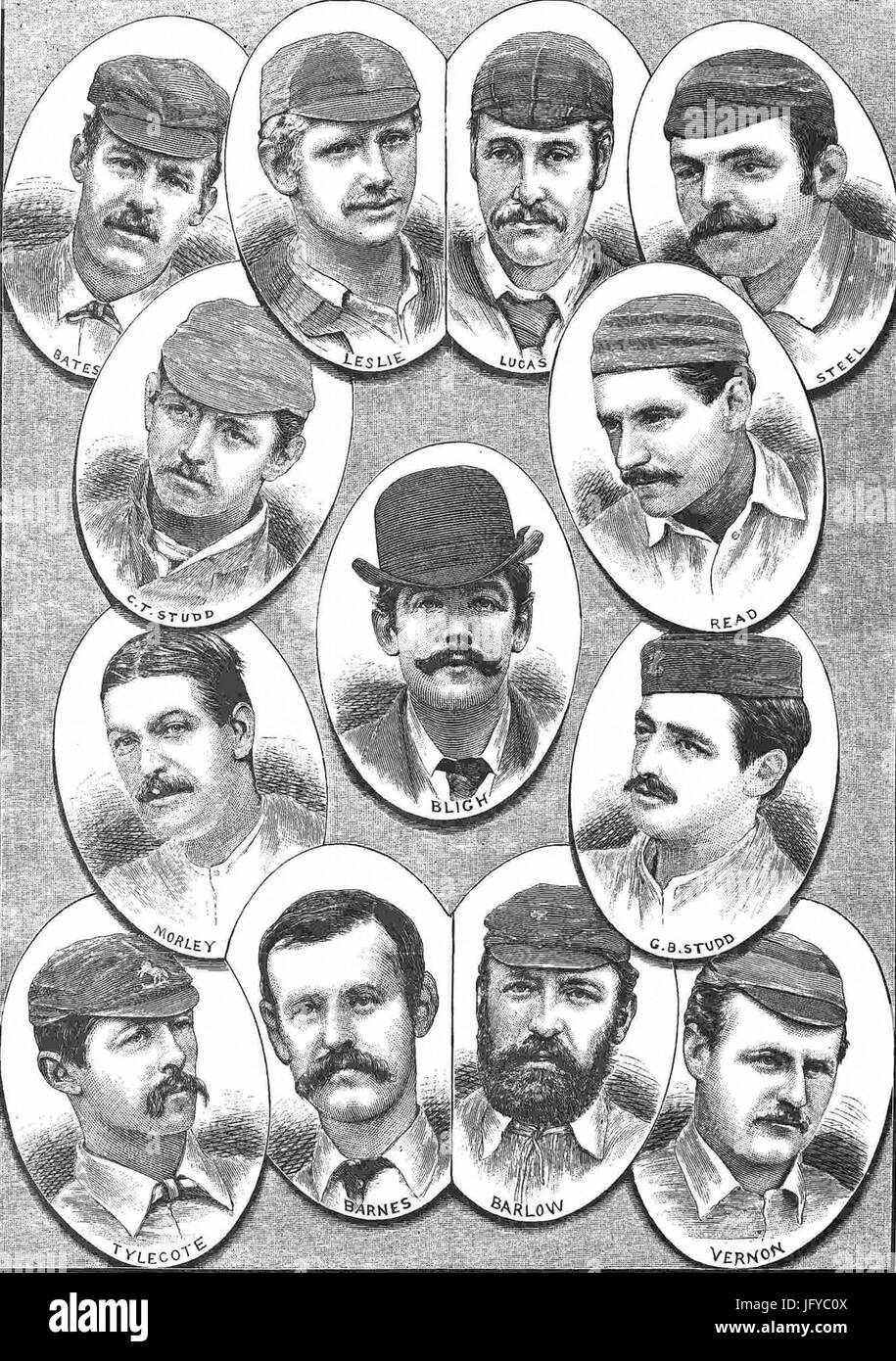 L'équipe de cricket anglais 1883 Banque D'Images