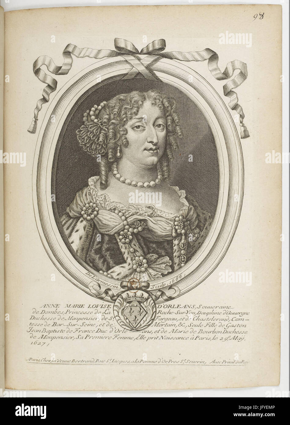 Par Nicolas de Larmessin Estampes.f106.Anne-Marie-Louise-Henriette d'Orléans, duchesse de Montpensier Banque D'Images