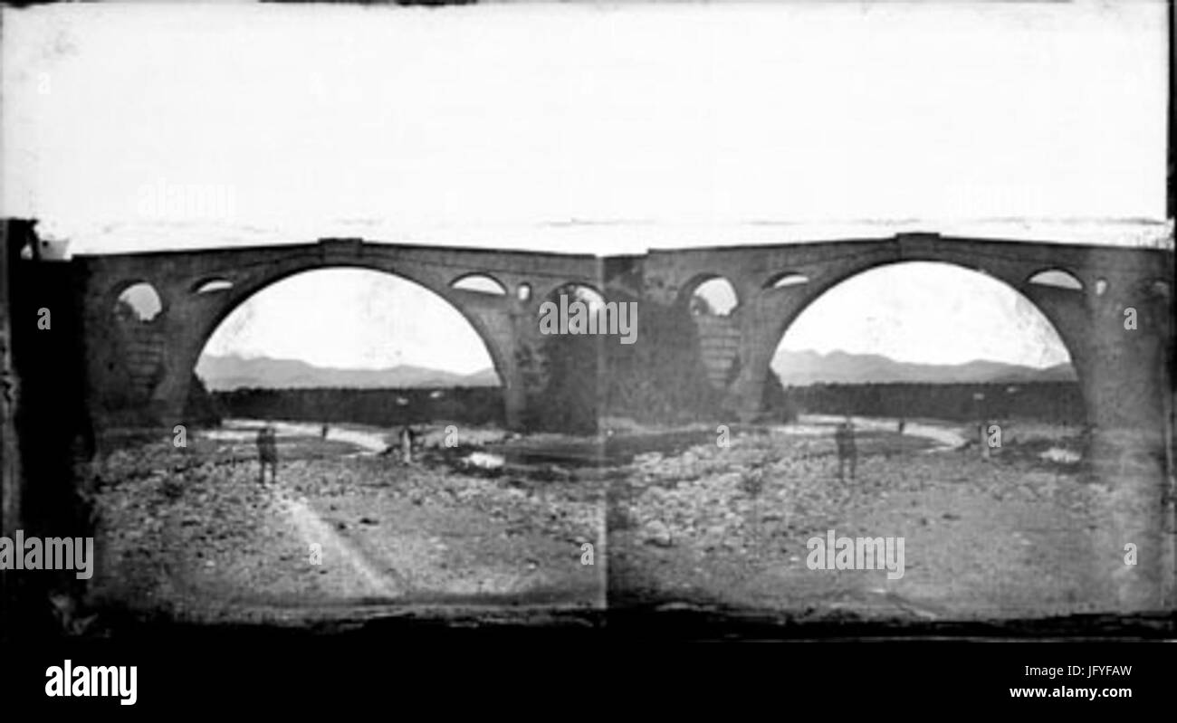 Eugène Trutat - Stéréogram Céret Pont du Diable en 1902 Banque D'Images