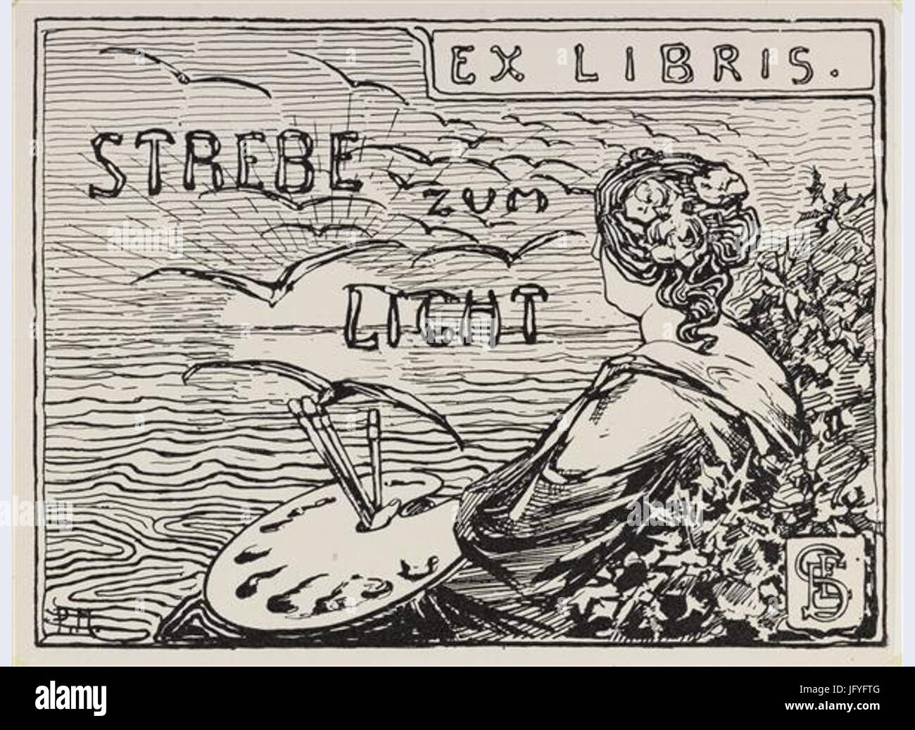 Ex Libris pour Emmy E. Seelig par Piet Mondrian 28043733729 Banque D'Images