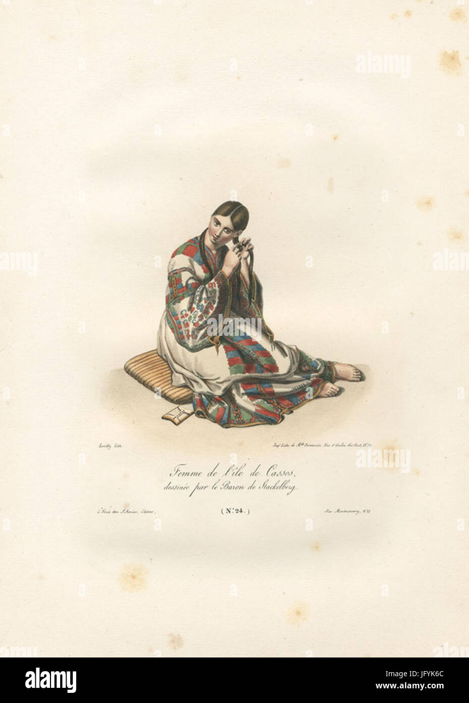 Femme de l'île de Cassos, dessinée par le baron de Stackelberg - Otto Magnus Von Stackelberg - 1828 Banque D'Images